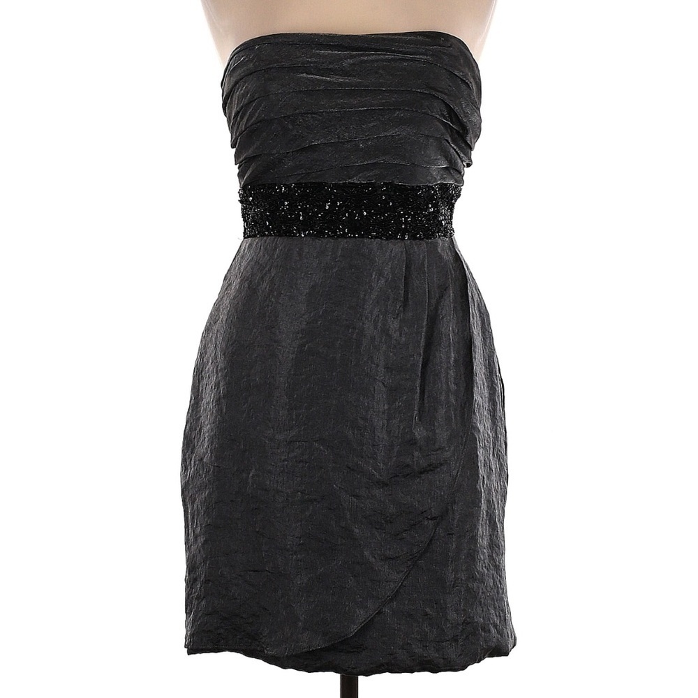 Vintage Betsy & Adam 90’s Taffeta Strapless Elegant Dress Belted Tie Size 10 Med